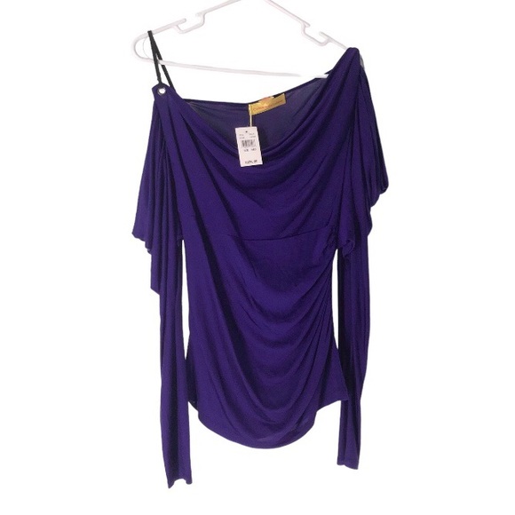 Catherine Maladrino Purple Cold Shoulder Blouse - Picture 1 of 4